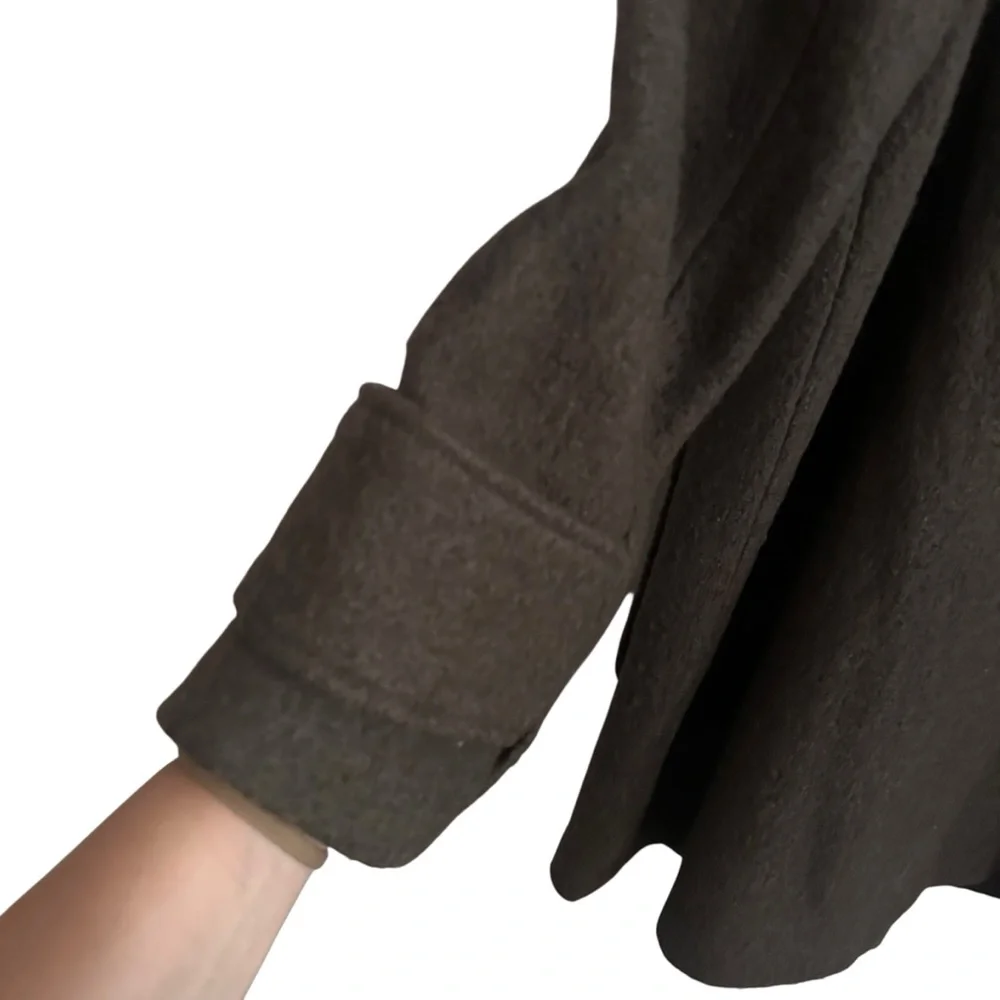 Jones NY Dark Green Wool Blend Button Up Trench Hooded Coat Size XL - Picture 7 of 8